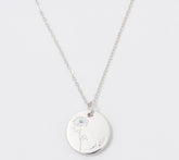 Diamonique Sterling Silver Aster Birthflower Pendant Necklace 16"